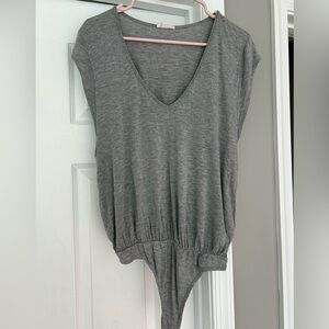 Free People Intimately Gray Short Sleeve Tee For My Jeans Bodysuit Size Medium